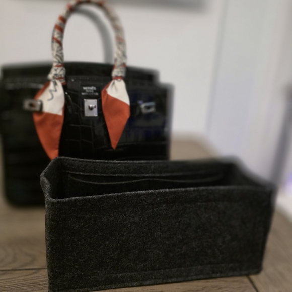 Black Crocodile Style H Birkin 25cm Inspired Bag - Picture 14 of 17